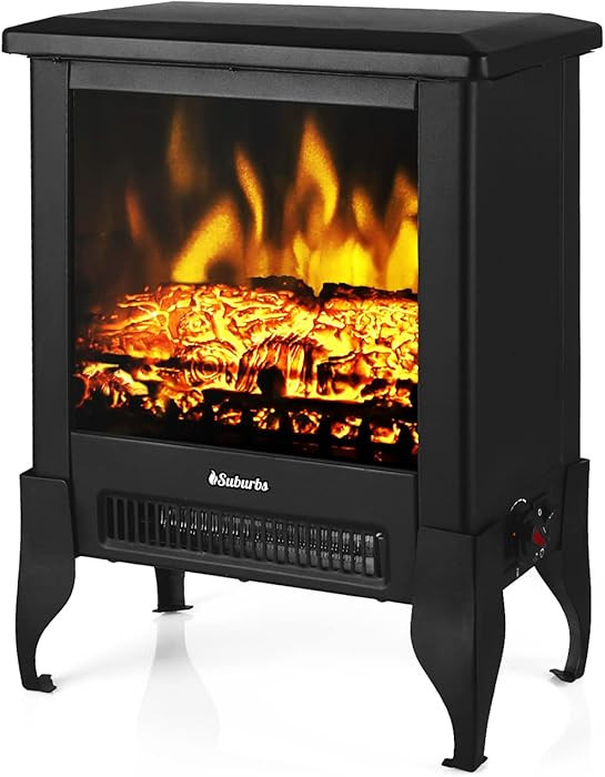 TURBRO Suburbs TS17 Compact Electric Fireplace Stove, 18” Freestanding Stove Heater with Realis... | Amazon (US)