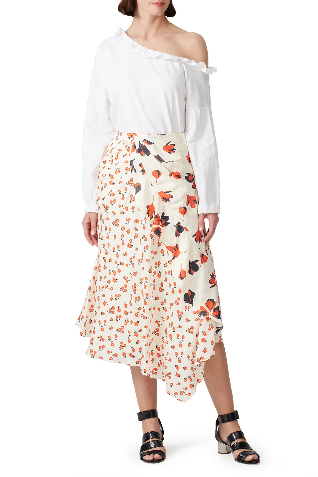 Asymmetric Floral Printed Skirt | Rent the Runway