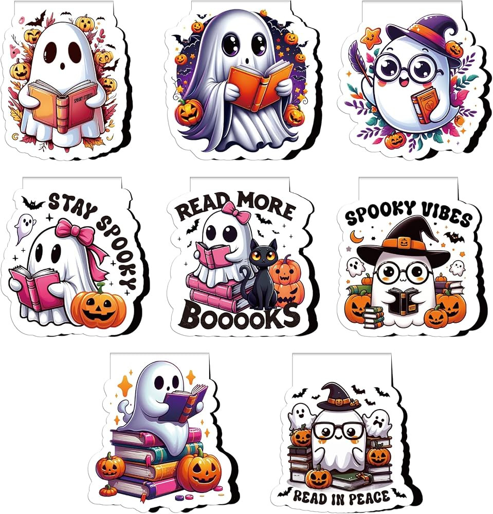 Halloween Spooky Magnetic Bookmarks - 8 PCs Cute Funny Book Mark Gifts Unique Ghost Boo Pumpkin B... | Amazon (US)
