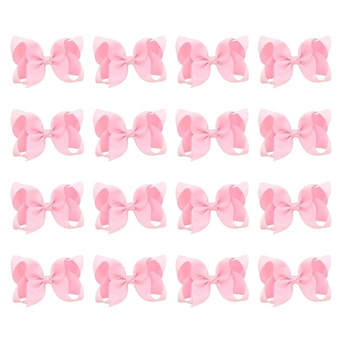 DEEKA 16 PCS 4" Hand-made Hair Bow Grosgrain Ribbon Solid Color Hair Bow Alligator Clips Hair Acc... | Amazon (US)