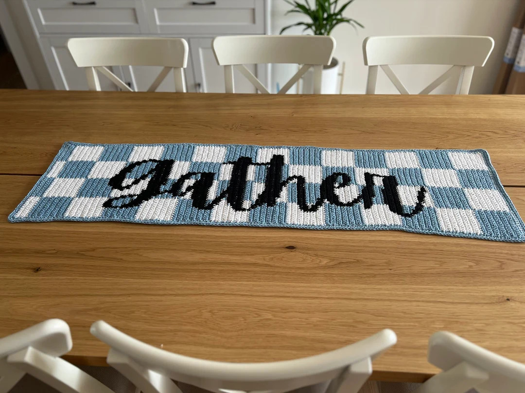 GATHER Checkered Table Runner Crochet PATTERN Tutorial DIY Handmade Home Decor Fall Decor Thanksg... | Etsy (US)