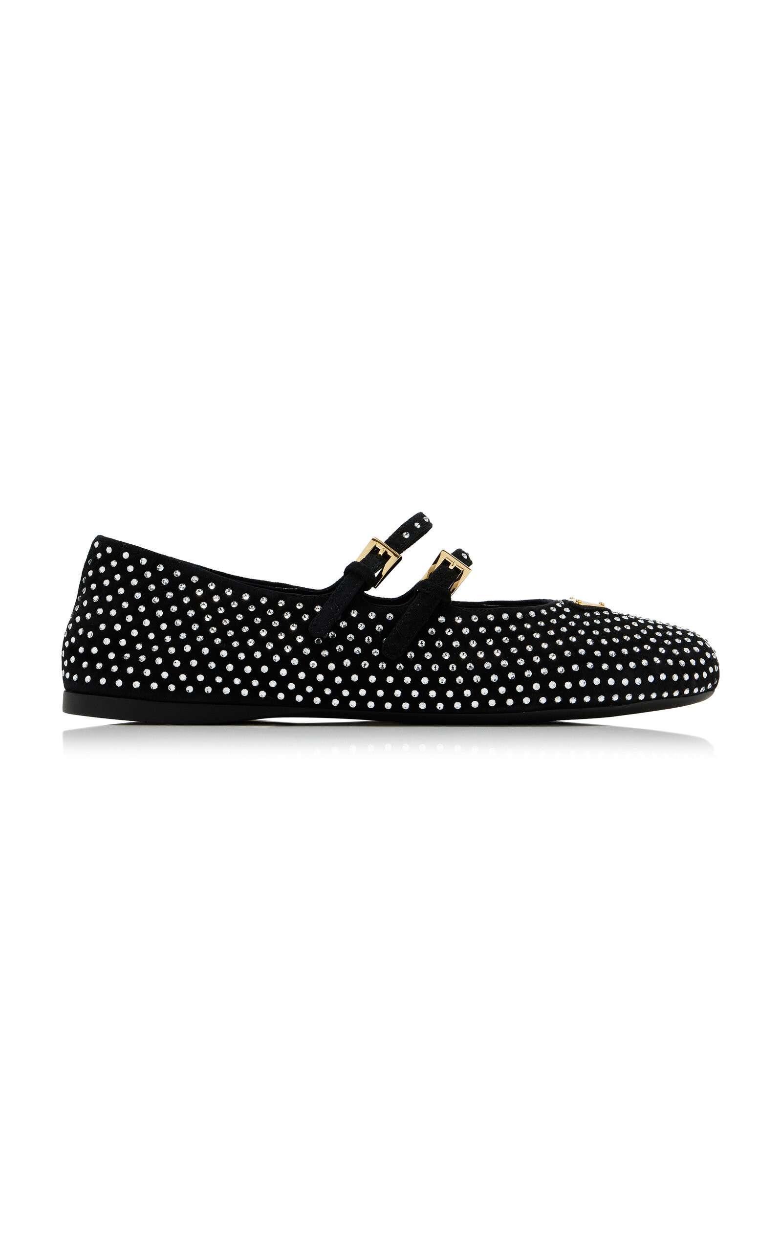 Prada Crystal-Embellished Suede Ballet Flats - Moda Operandi | Moda Operandi (Global)