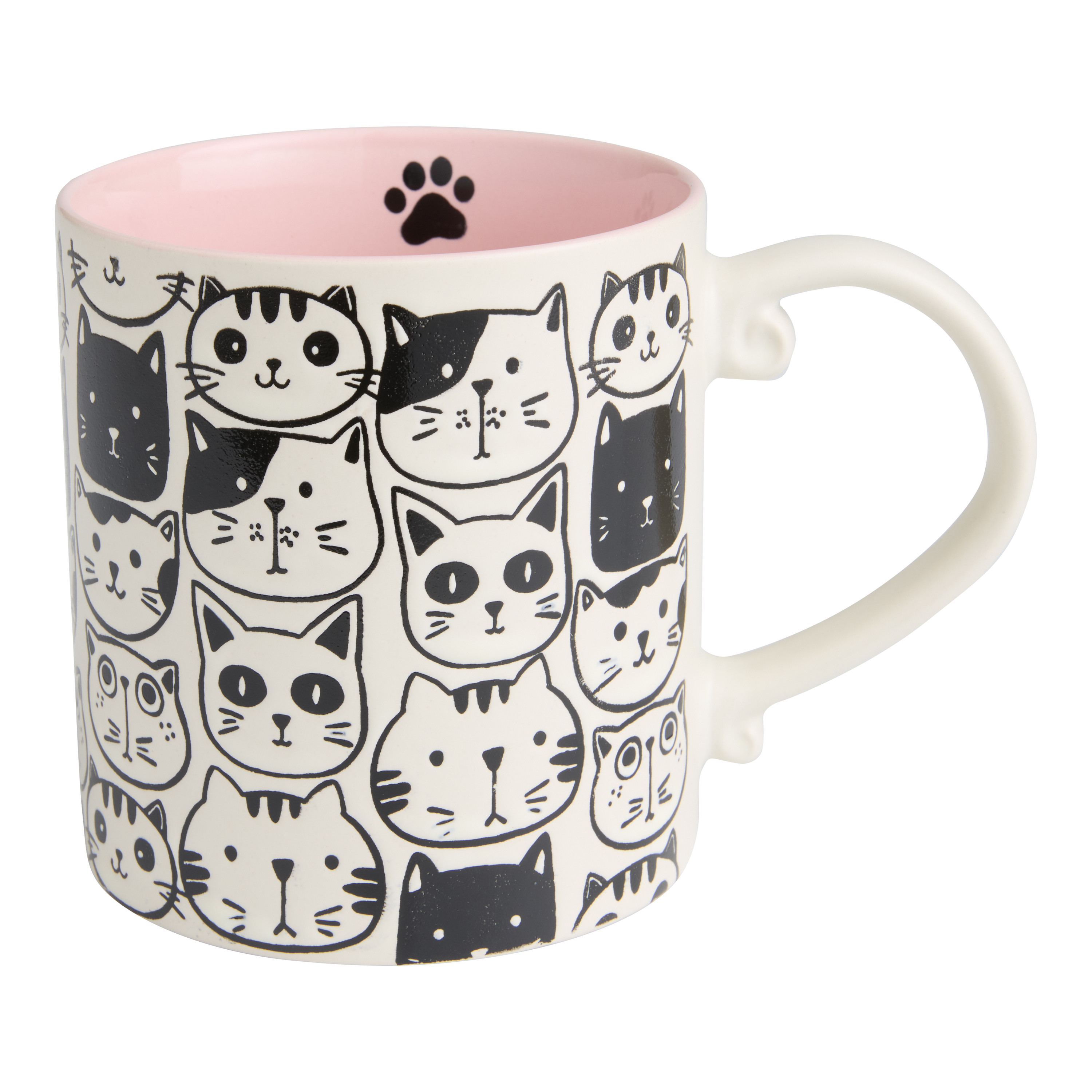 Cream and Pink Cat Face Hand Painted Ceramic Mug | World Market