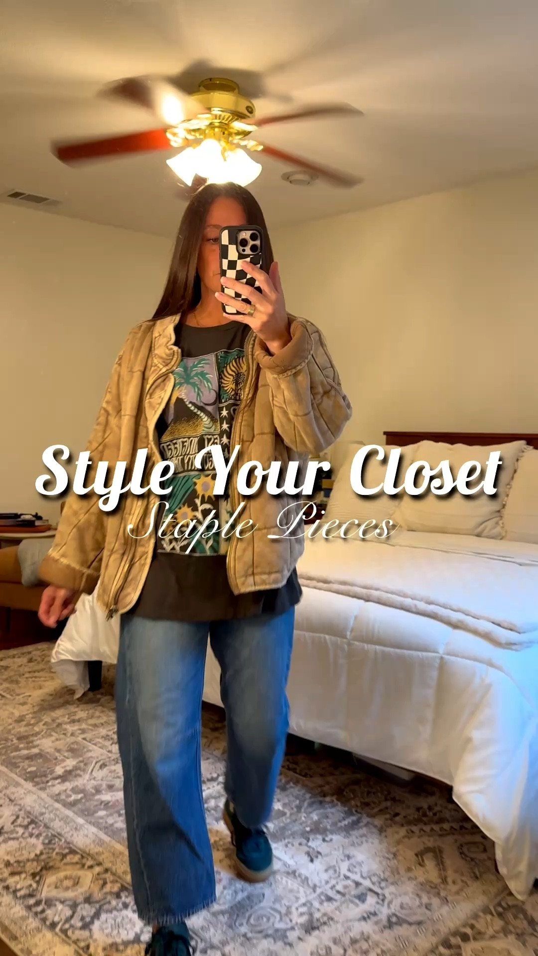 My easy everyday outfit formula I repeat all week 🤍

If you ever feel like you have clothes but nothing to wear, this simple combo always works:

Outfit formula:
• flattering denim
• a fun tee (graphic, stripes, or pattern)
• cozy cardigan or layering piece
• a staple jacket for colder days
• classic sneakers or easy sandals

These are the pieces that make getting dressed quick, comfortable, and still put together.

The Free People jacket is one of my most worn layers and I get compliments every time I wear it. Definitely one of those pieces that makes a simple outfit feel styled.

For shoes I rotate between my favorite everyday staples:
Converse • Vans • Adidas sneakers
Birkenstock • Chacos sandals

✨ Sizing for reference
Jeans: 26–27 depending on rigidity
Tops: Medium / Large for oversized fit
Jacket: Small

Height: 5’5” | Weight: 130 lbs

Tap to shop the outfit staples I wear on repeat.

#LTKmomlife #LTKootd #LTKOver40
