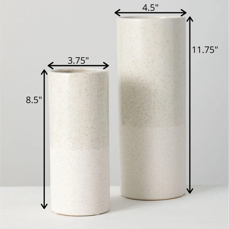 Valkyrie 2 Piece White Ceramic Table Vase Set | Wayfair Professional