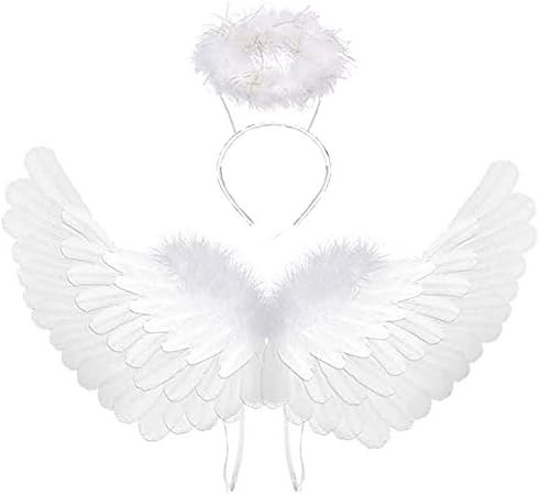 Angel Wings and Halo Adult White Angel Wings for Kids Party Costume Children's Boys Girls Hallowe... | Amazon (US)