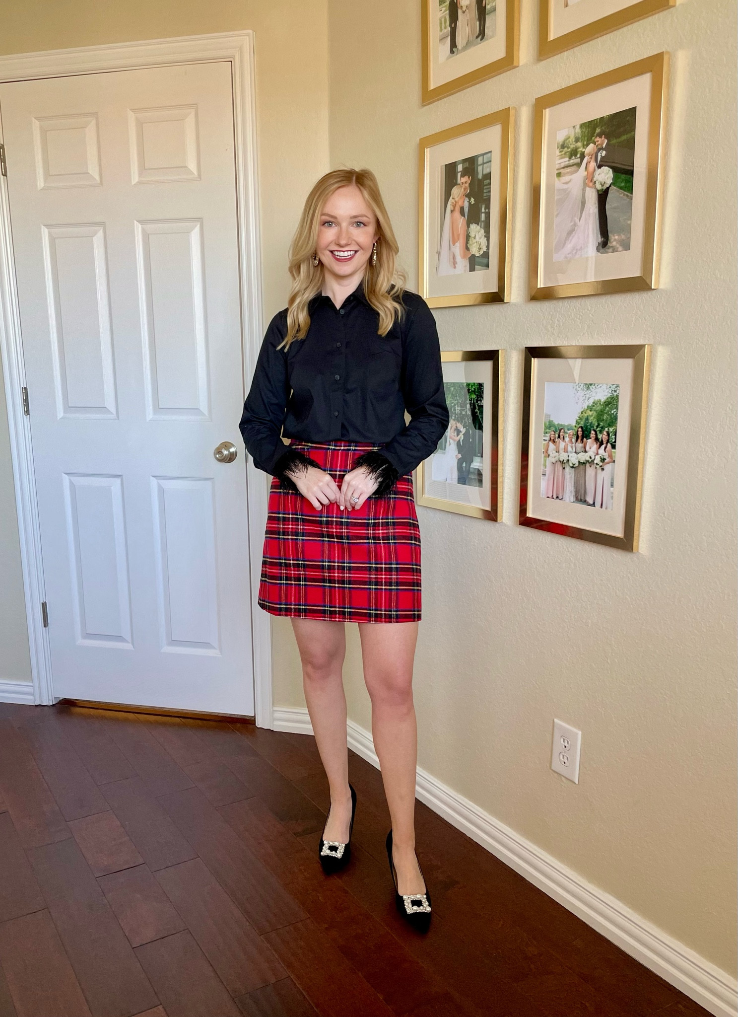 Wearing an XS in top and 0 in skirt | holiday outfit, Christmas outfit, feather top, tartan skirt, plaid skirt 

#LTKSeasonal #LTKCyberWeek #LTKHoliday