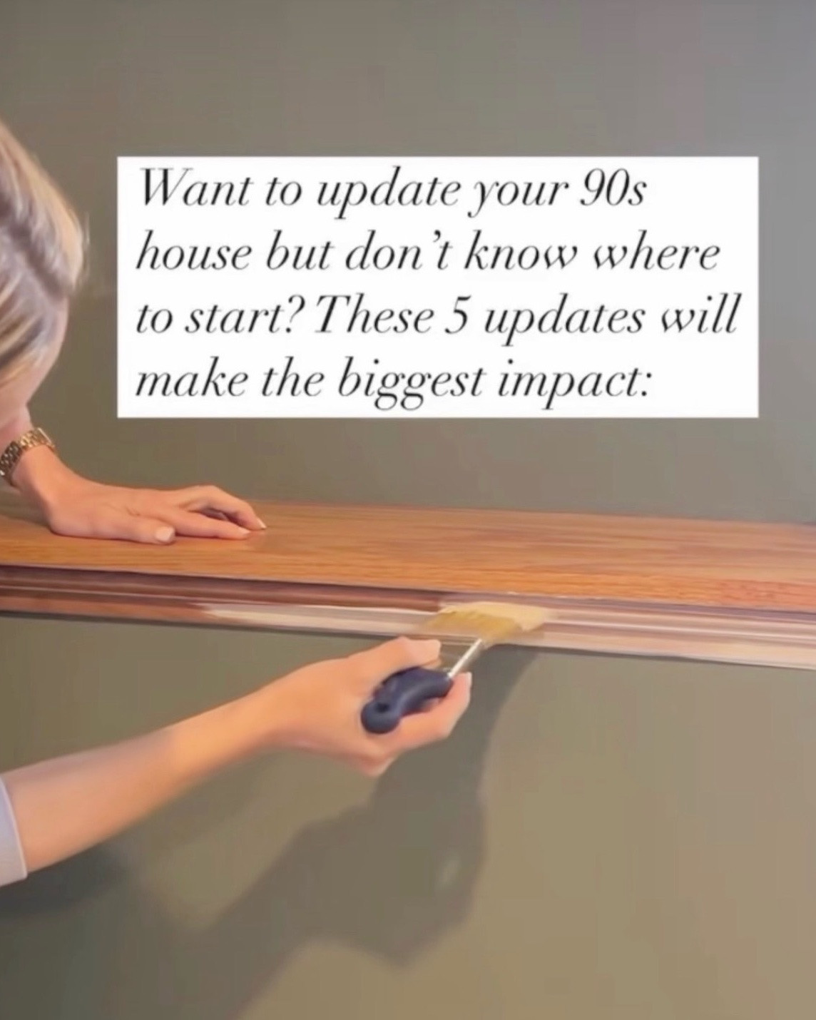 Number 5 is practically FREE! ✨ These were the very first changes we made to our 90s house. They’re budget friendly, DIY-able, and they made a big difference

👉🏼 If you’d like to see some of my favorite things to update a 90s house, just comment LIST below and I’ll send you some ideas for affordable lights, fans, shades, door knobs, outlet and vent covers!
FYI, any prices mentioned in post are subject to change…you know how it goes. 

Start with these things, then work your way up to bigger things like flooring. But even just doing these five things will go a long way! I promise.