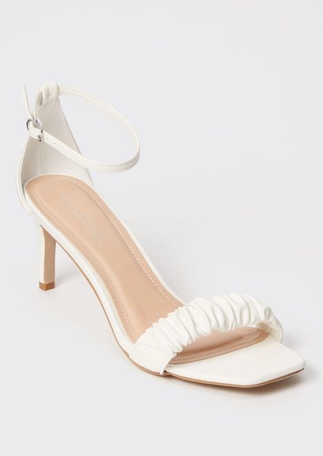 White Square Toe Ruched Midi Heels | rue21