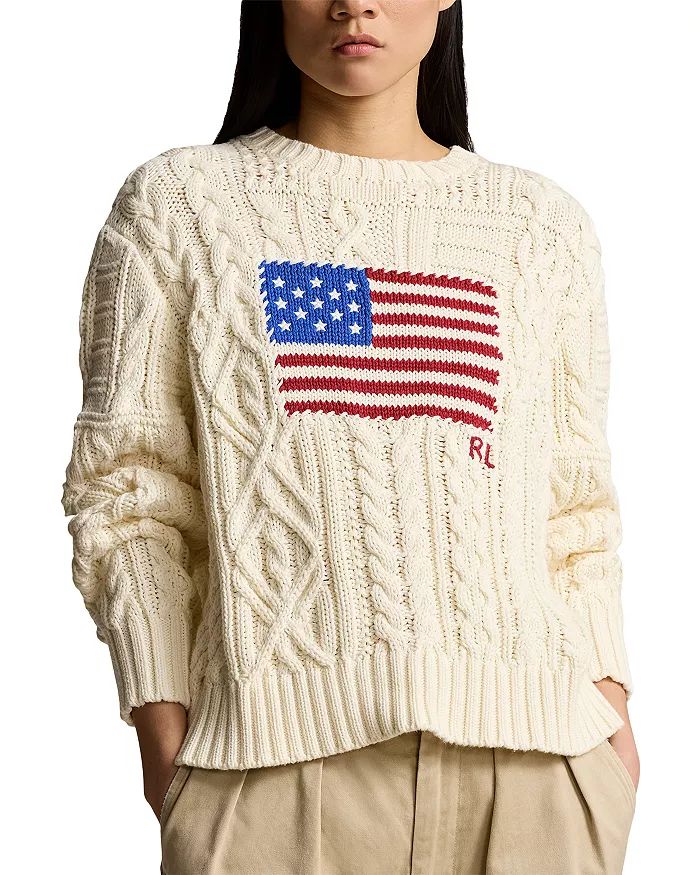 Ralph Lauren Cotton Intarsia Flag Aran Knit Sweater Women - Bloomingdale's | Bloomingdale's (US)