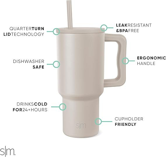 Simple Modern 30 oz Tumbler with Handle and Straw Lid | Insulated Cup Reusable Stainless Steel Wa... | Amazon (US)
