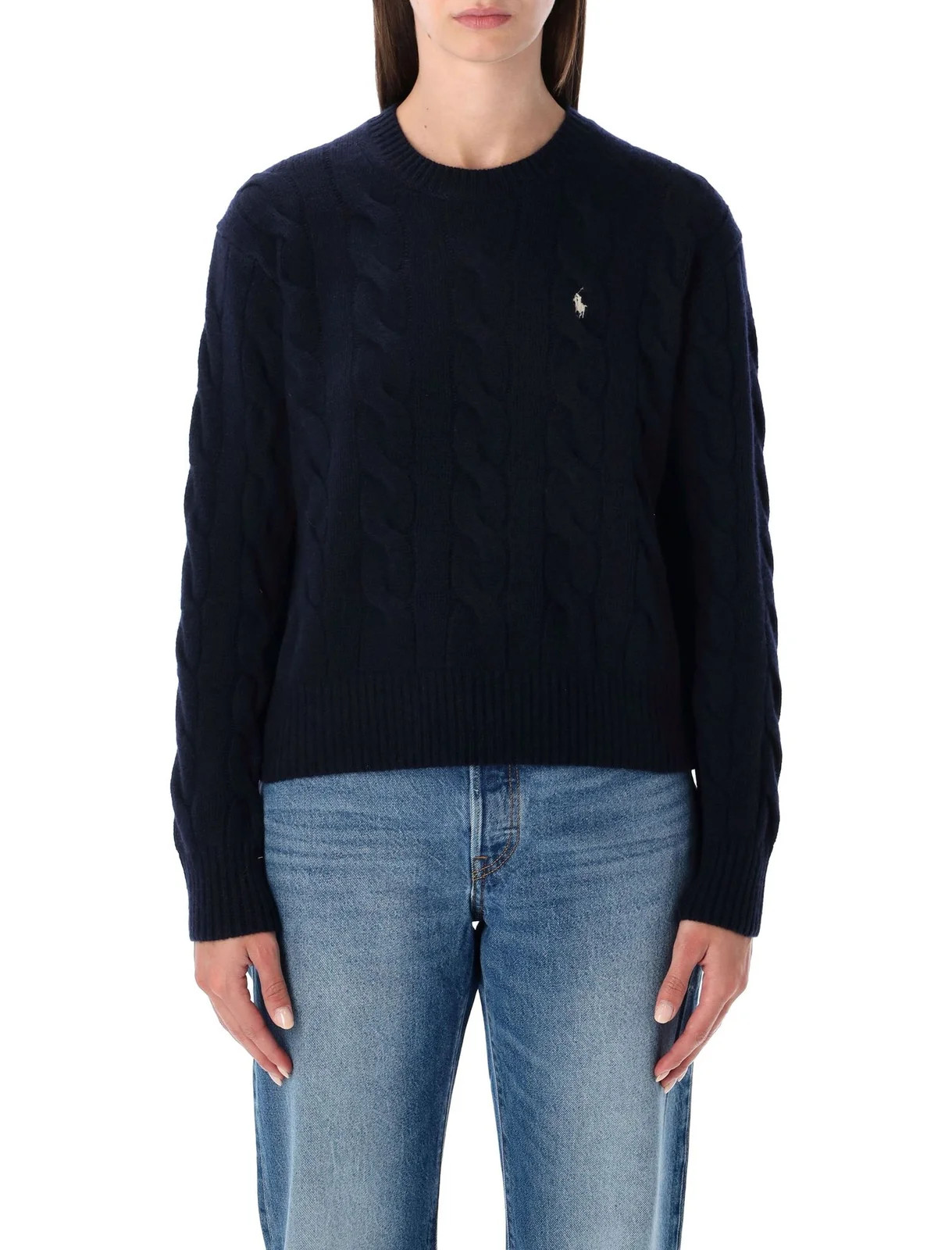 Polo Ralph Lauren Logo Embroidered Cable-Knitted Jumper | Cettire Global