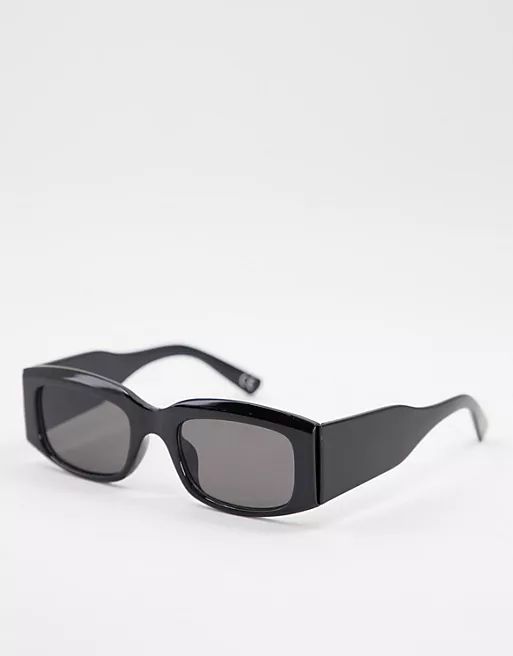 ASOS DESIGN mid square sunglasses with wide temple in black | ASOS | ASOS (Global)