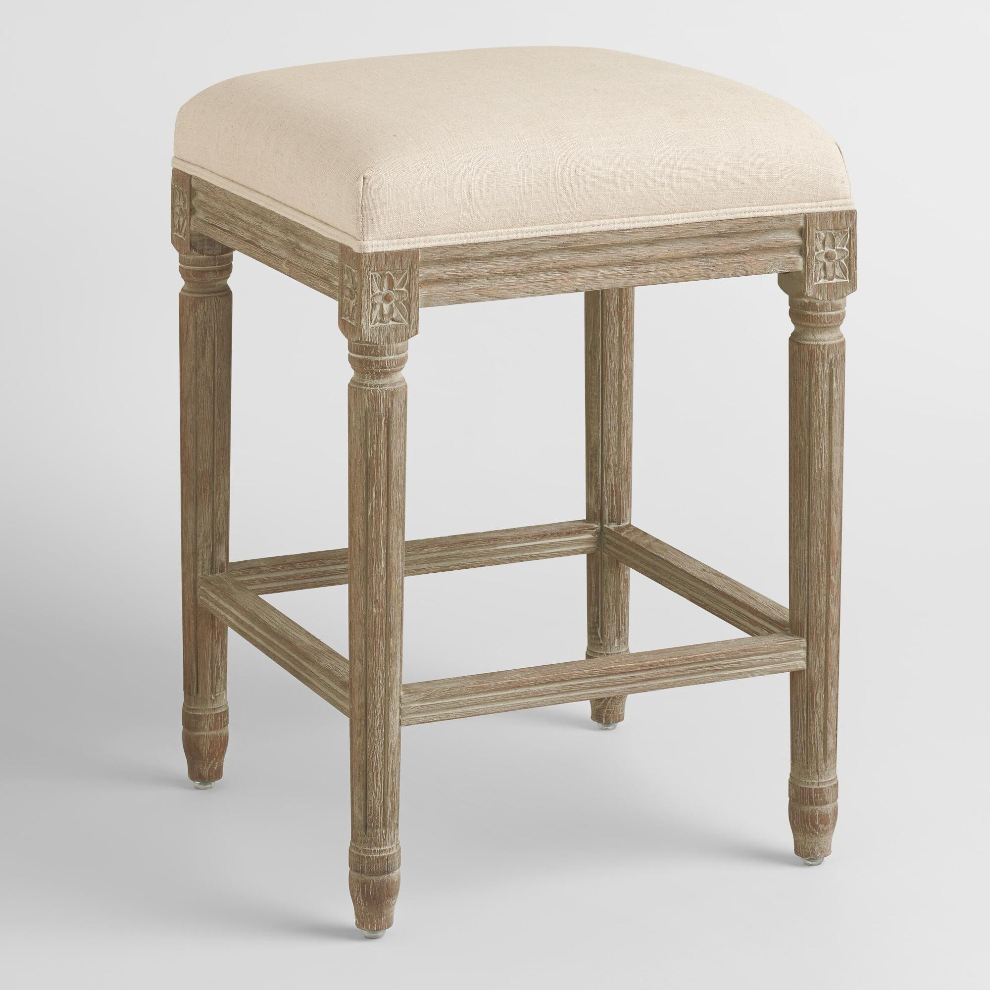 Natural Linen Paige Backless Counter Stool by World Market | World Market