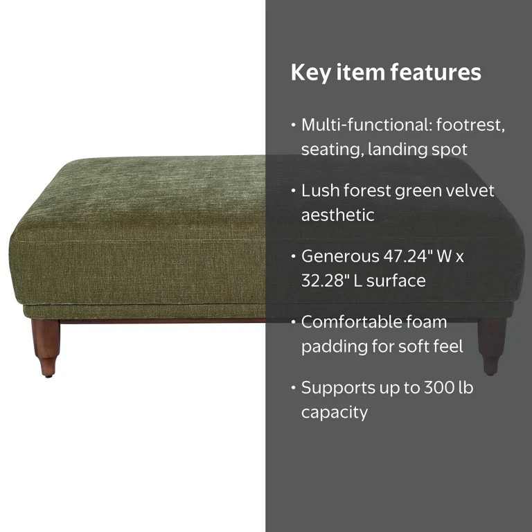 Better Homes & Gardens Ambrose Cocktail Ottoman, Forest Green Velvet | Walmart (US)