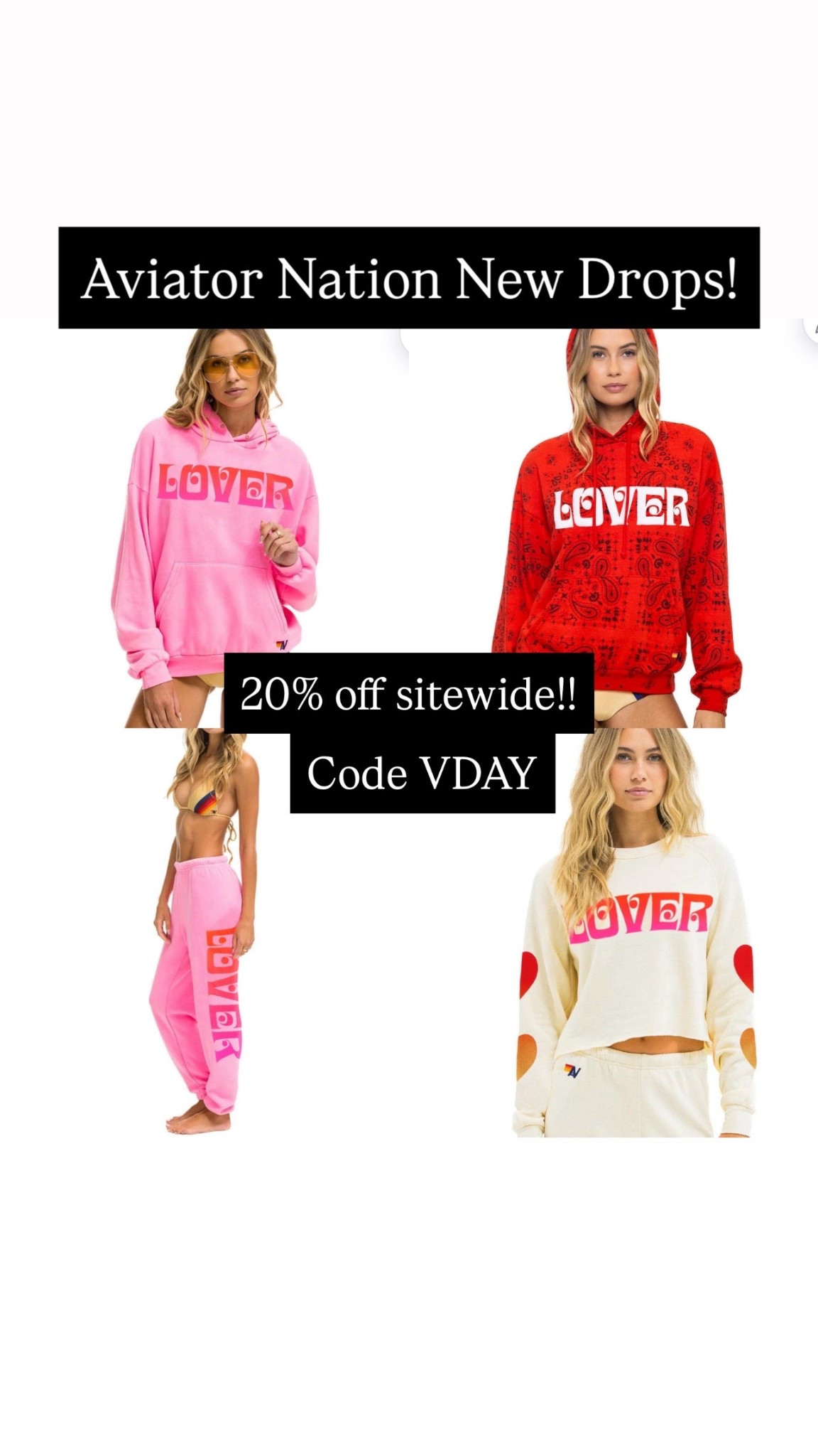Pick up your favorite Aviator Nation for 20% off! Code VDAY!