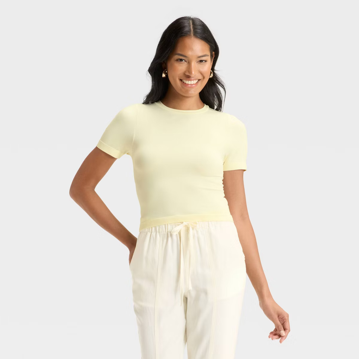 Women's Slim Fit Short Sleeve Seamless Baby T-Shirt - A New Day™ | Target