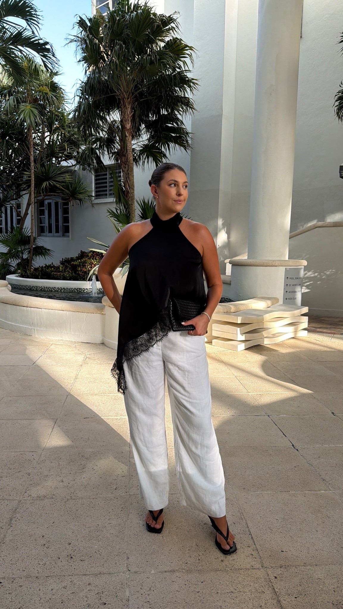 The perfect elevated vacation dinner look—black lace halter top paired with breezy white linen pants and sleek black sandals. Chic, timeless, and effortless for warm summer nights.

black halter top, white linen pants, vacation outfit, resort wear, summer dinner outfit, coastal chic, date night style, black and white outfit, summer fashion

#LTKootd #LTKWedding #LTKSeasonal
