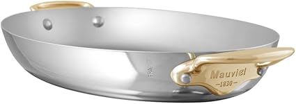 Mauviel M'Cook B Stainless Steel Oval Pan With Bronze Handles, 9.8-in, Made In France | Amazon (US)