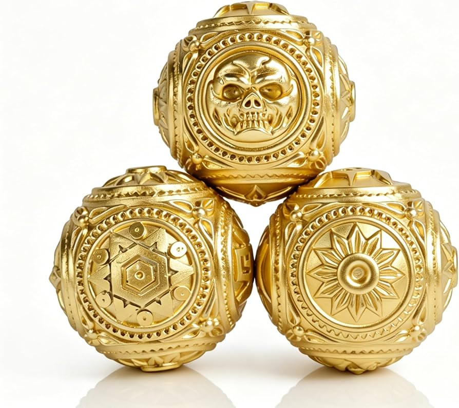 3 Pack Gold Gothic Resin Decorative Ball for Bowls, 3 inch Orbs Spheres Skull, Hexagram & Sun Tot... | Amazon (US)