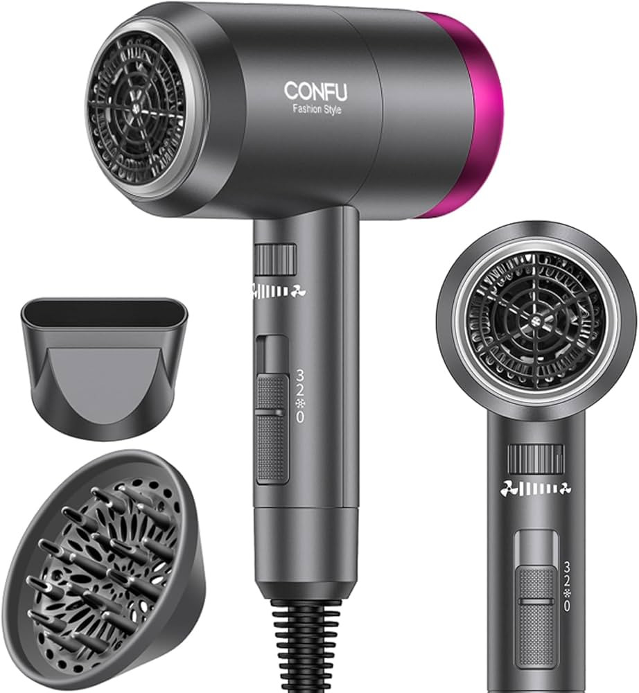 CONFU Ionic Blow Dryer 1600W, Portable Lightweight Fast Drying Negative Ion Hairdryer Blowdryer, ... | Amazon (US)