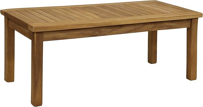 Sunnydaze 45-Inch Solid Teak Rectangular Outdoor Coffee Table - Patio Coffee Table for Outside - ... | Amazon (US)