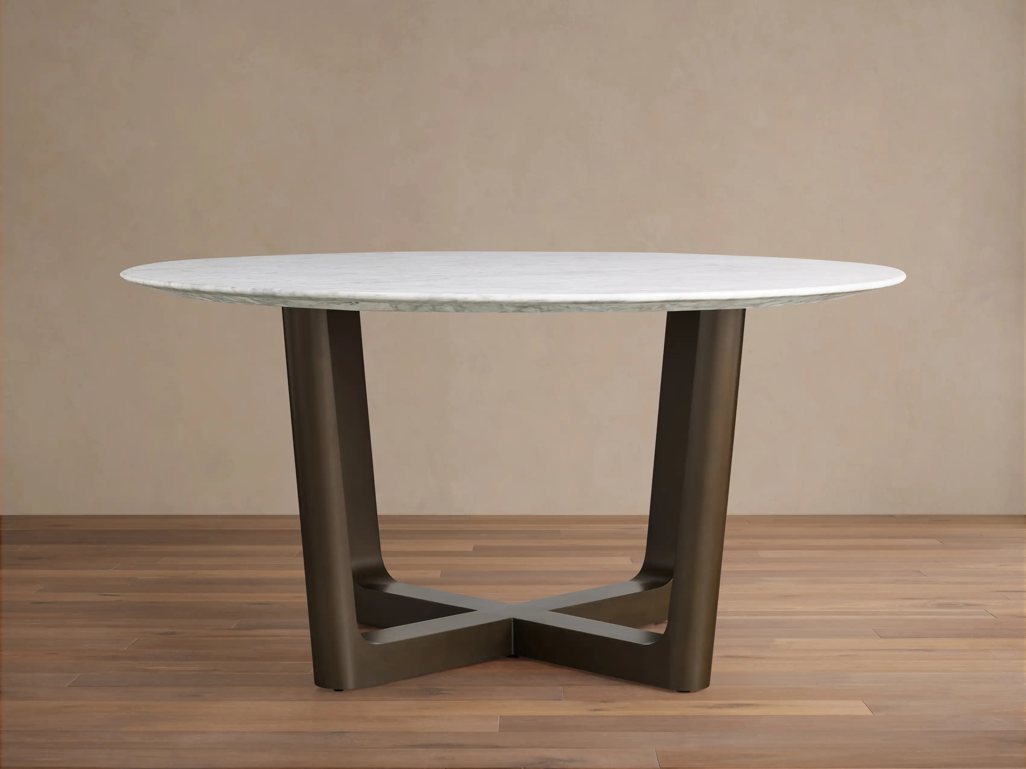 Saint Germain Round Stone Dining Table with Rennes Base in Metal | Arhaus