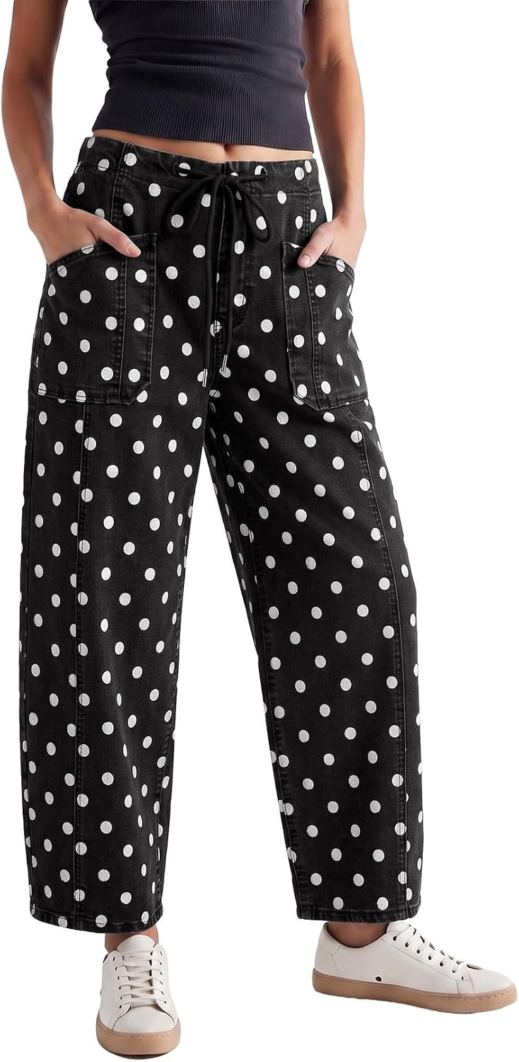 Dokotoo Jeans for Women Mid Rise Casual Loose Barrel Denim Pants Pockets | Amazon (US)