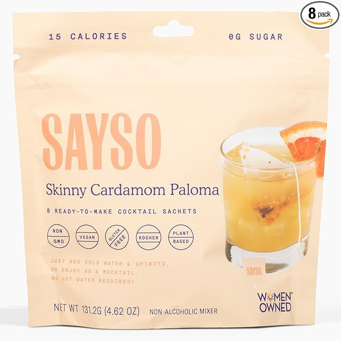 SAYSO Skinny Cardamom Paloma | The Original Craft Cocktail Tea Bag Mixer | Organic, Certified Glu... | Amazon (US)