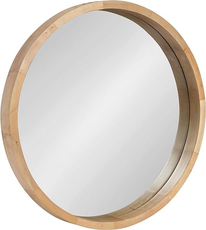 Kate and Laurel Hutton Round Decorative Modern Wood Frame Wall Mirror, 22 Inch Diameter, Natural ... | Amazon (US)