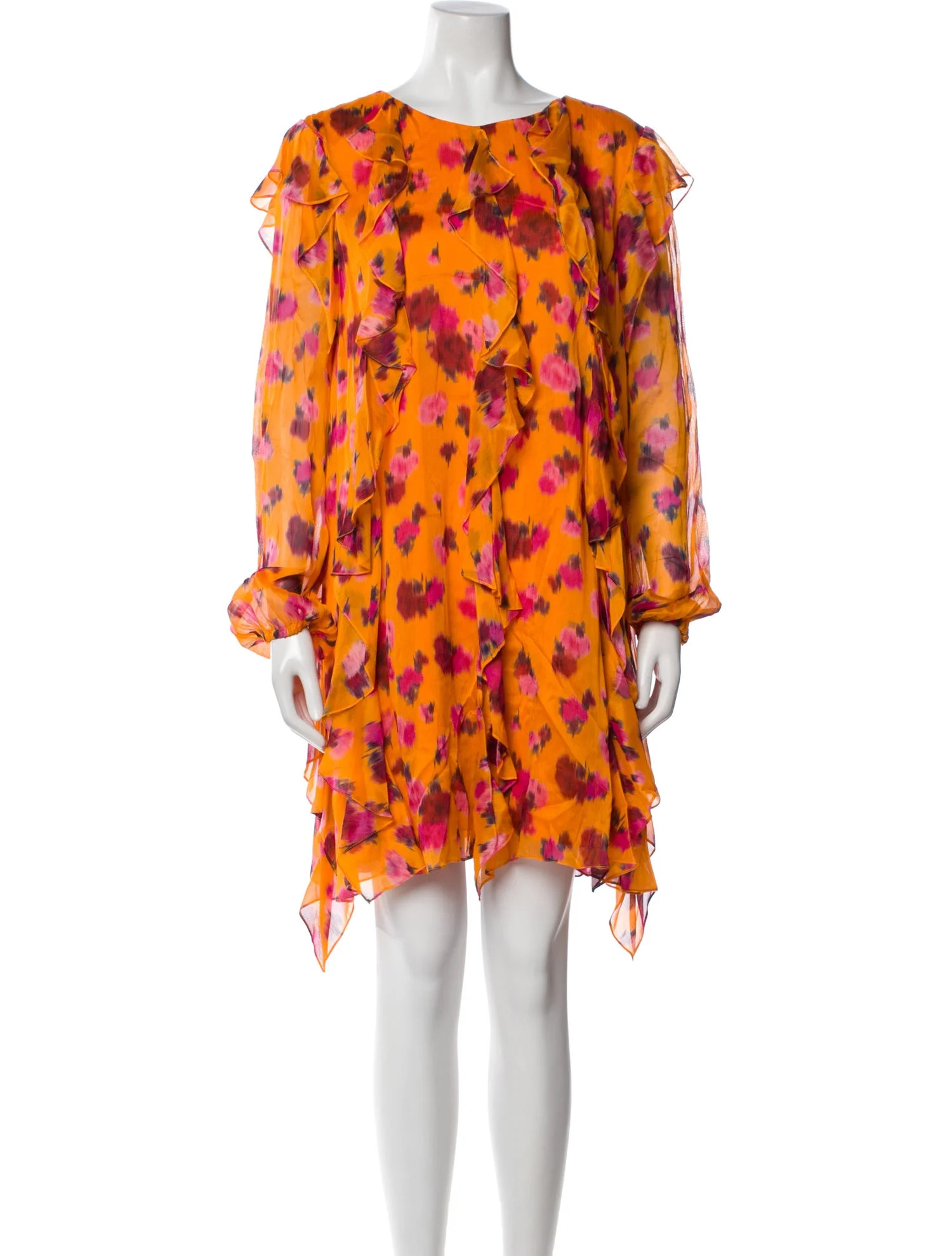 Carolina Herrera Floral Print Mini Dress w/ Tags - Orange Dresses, Clothing - CAO131475 | The Rea... | The RealReal