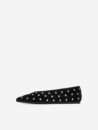 Studded Suede Ballet Flats – Black – Women – ARKET GB | Arket UK