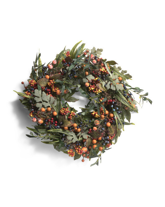 26in Fall Berries Wreath | TJ Maxx