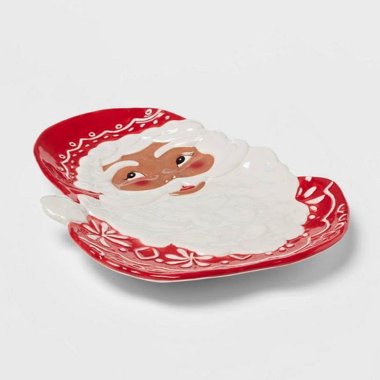 Earthenware Figural Santa Darker Skin Tone Serving Platter - Threshold™ | Target