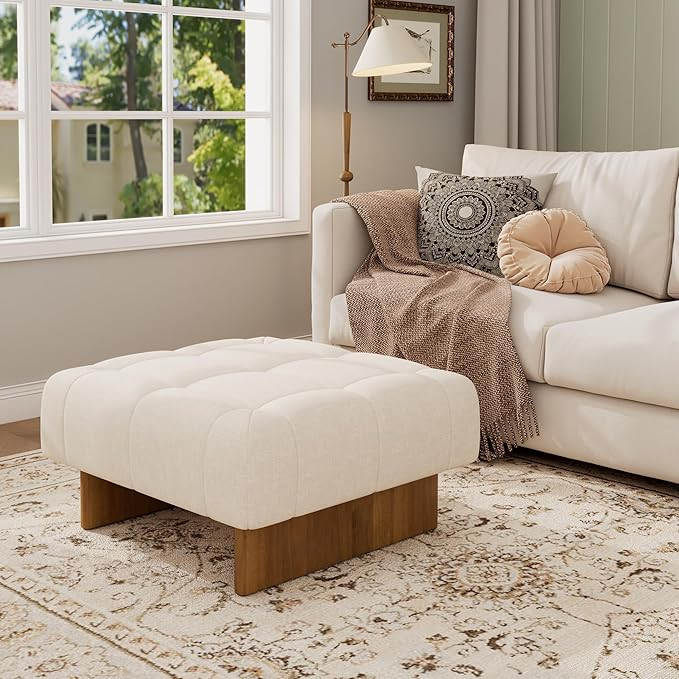 Christopher Knight Home Yvone Modern Upholstered Ottoman Coffee Table, Wooden Square Ottoman Foot... | Amazon (US)