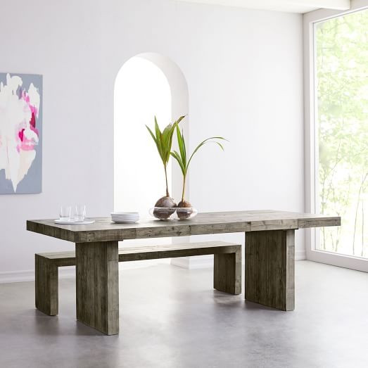 Emmerson® Reclaimed Wood Expandable Dining Table - Stone Gray | West Elm (US)