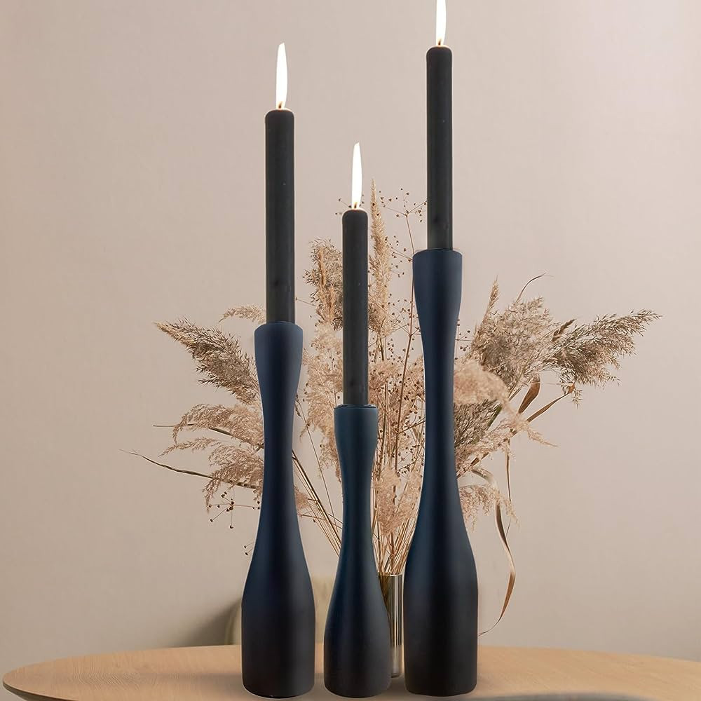 SDALI HOME Candlestick Holders Black Candle Holder,(12"/10"/7.5" H) Tall Wood Candle Holders Set ... | Amazon (US)