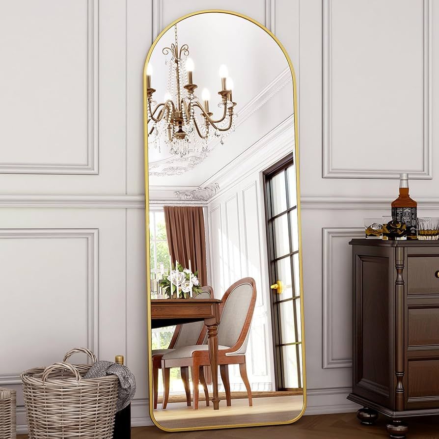 64"x21" Arched Full Length Mirror Floor Mirrors with Aluminum Alloy Frame Free-Standing Wall Moun... | Amazon (US)