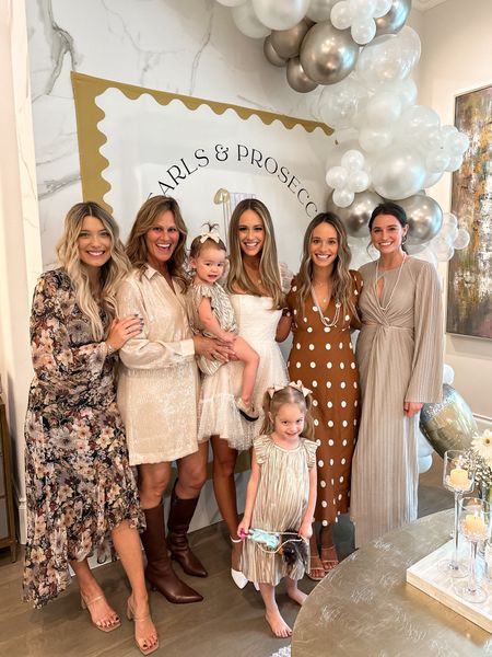 Bridal shower dress, I’m wearing a size s! True to size. Blakely’s outfit true to size 

(Bride to be, wedding guest dress, floral dress, revolve, toddler clothes, little girl clothes, target style, gold shoes, fall dress, thanksgiving dress, ootd, nude heels)

#LTKshoecrush #LTKstyletip #LTKfindsunder100