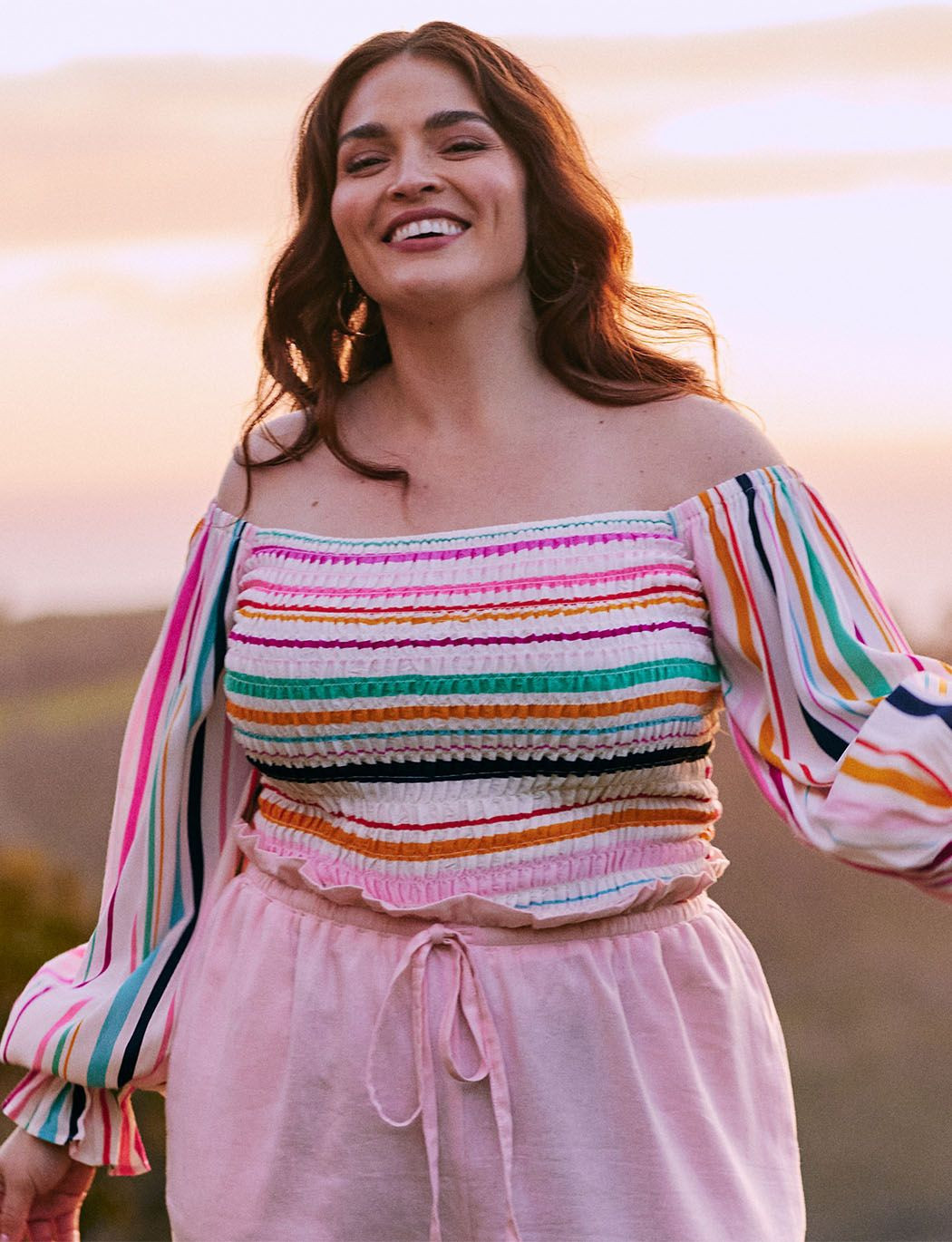 ELOQUII Elements Smocked Off The Shoulder Top | Eloquii