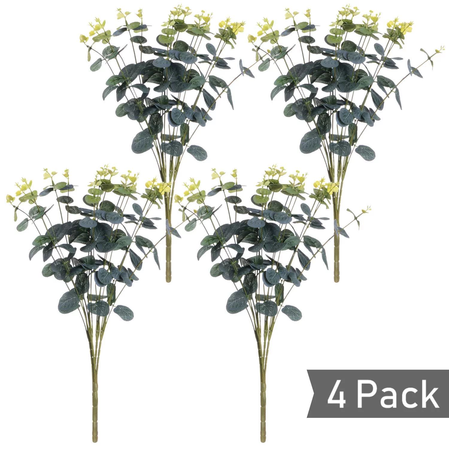 4 Pcs Artificial Silver Dollar Eucalyptus Leaf Branches, Fake Greenery Foliage Plants with Total ... | Walmart (US)