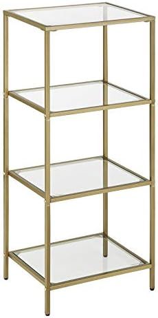 VASAGLE Gold Shelf, 4-Tier Shelving Unit, Bookshelf, Tempered Glass, Easy Assembly, for Living Room, | Amazon (US)