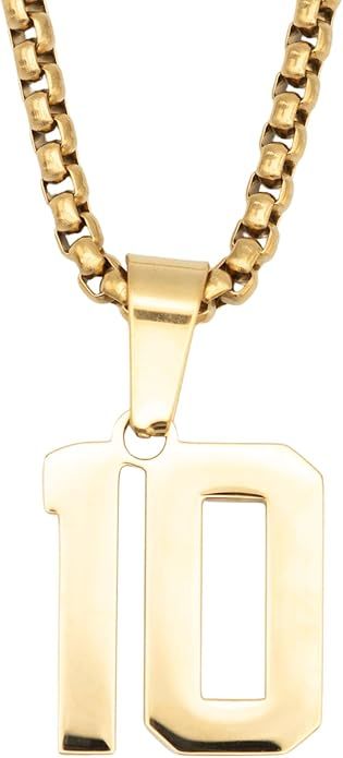FlowX Jewelry Gold Number Necklace, Personalized Jersey Chain, Baseball Necklace | Amazon (US)