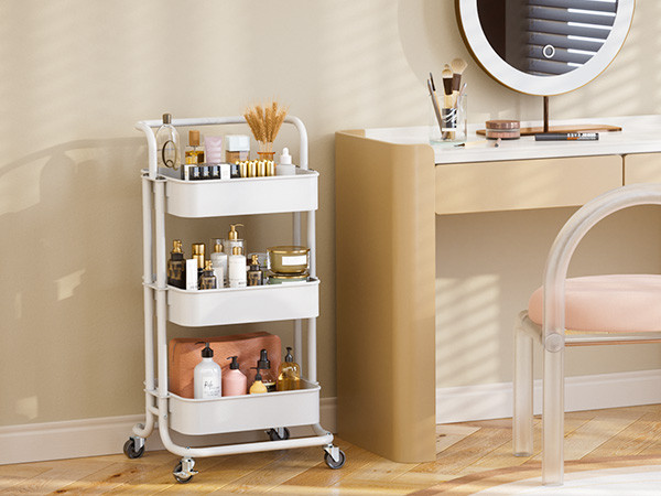 Pipishell 3 Tier Rolling Cart, Metal Utility Cart with Wheels and Handle, Rolling Storage Cart fo... | Amazon (US)