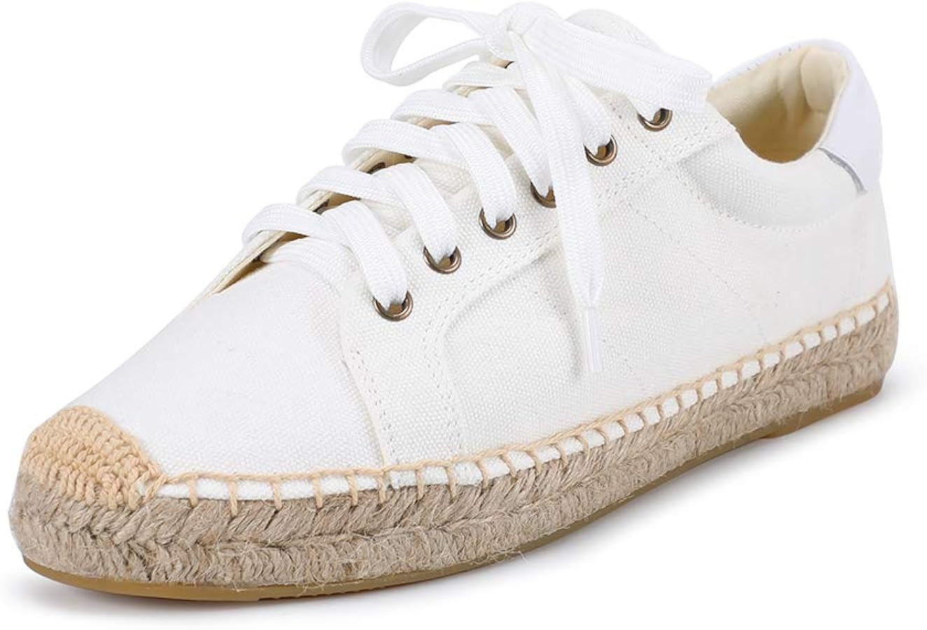 Women's Espadrille Lace-up Sneakers - Breathable for Casual Comfort Outdoor Flat Shoes | Amazon (US)