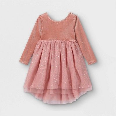 Girls' Adaptive Abdominal Access Velour Dress - Cat & Jack™ Blush Pink | Target