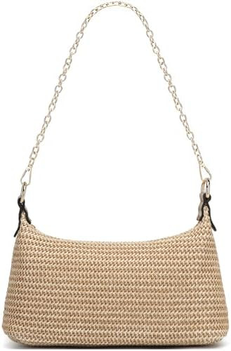 CROJUYI Straw Shoulder Bag for Women Soft Small Woven Shoulder Purse Handbag,Beach Tote Straw Bag... | Amazon (US)