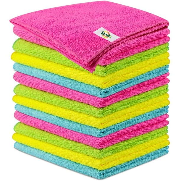 Microfiber Cleaning Cloth by SCRUBIT- Lint Free Anti-Bacterial Towels for House, Kitchen, Cars, W... | Walmart (US)