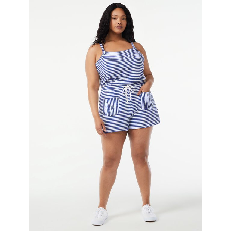 Free Assembly Women's Sleeveless Cotton Romper - Walmart.com | Walmart (US)