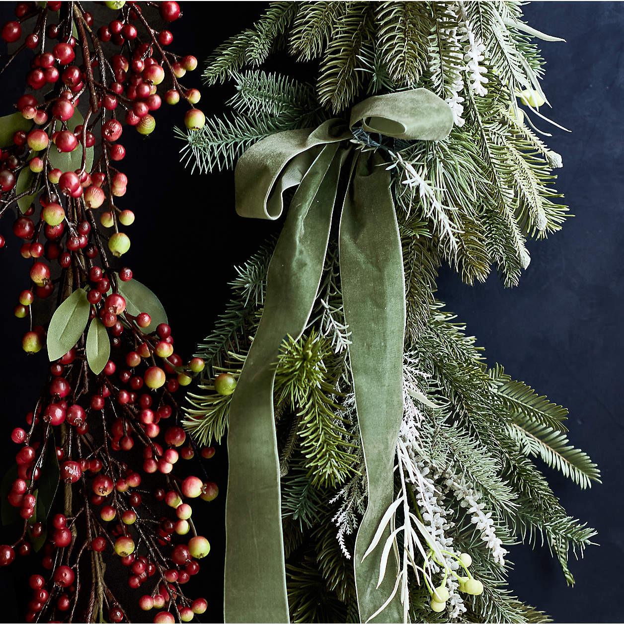 Faux Red Berry with Leaves Garland 6' + Reviews | Crate & Barrel | Crate & Barrel